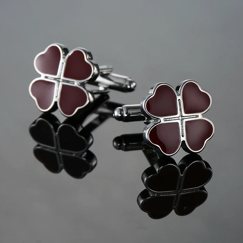 Boutons de manchette chemise française classique Émail rouge bleu noir peint à la main de haute qualité boutons en métal accessoires vestimentaires pour hommes bijoux