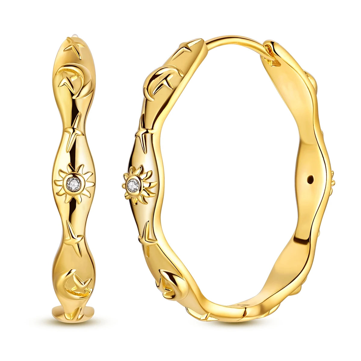 Boucle d'oreille Créole en Argent 925 pour Femme, Or Rose, Jaune, Pendientes Originales, Bijoux Minimalistes