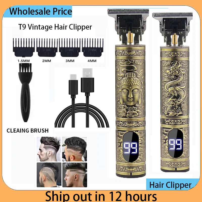 Tondeuse à cheveux Portable T9 Vintage, tondeuse à cheveux, charge rapide USB, rasoir de barbier, tondeuse à cheveux sans fil pour hommes