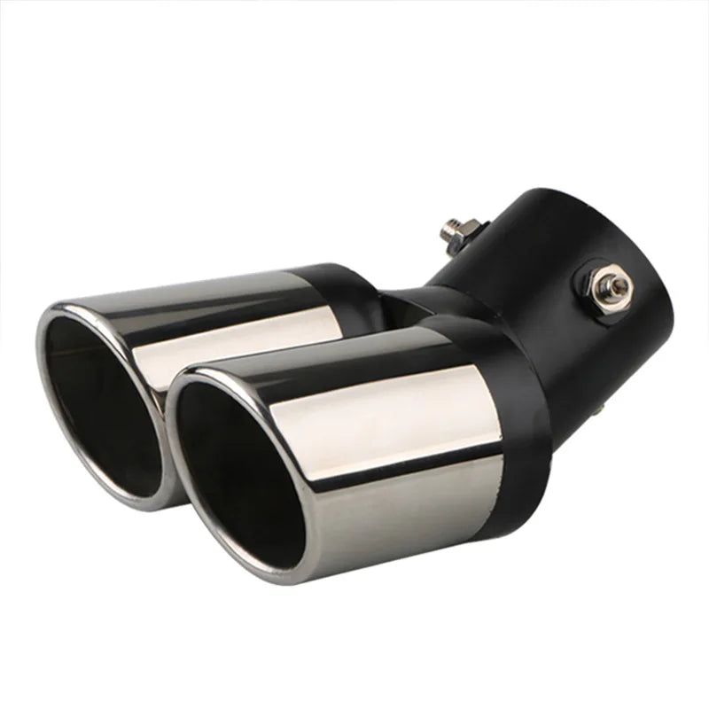 1 Embout de silencieux d'échappement de voiture 2,5" en acier inoxydable, double tuyau, garniture modifiée pour la plupart des voitures