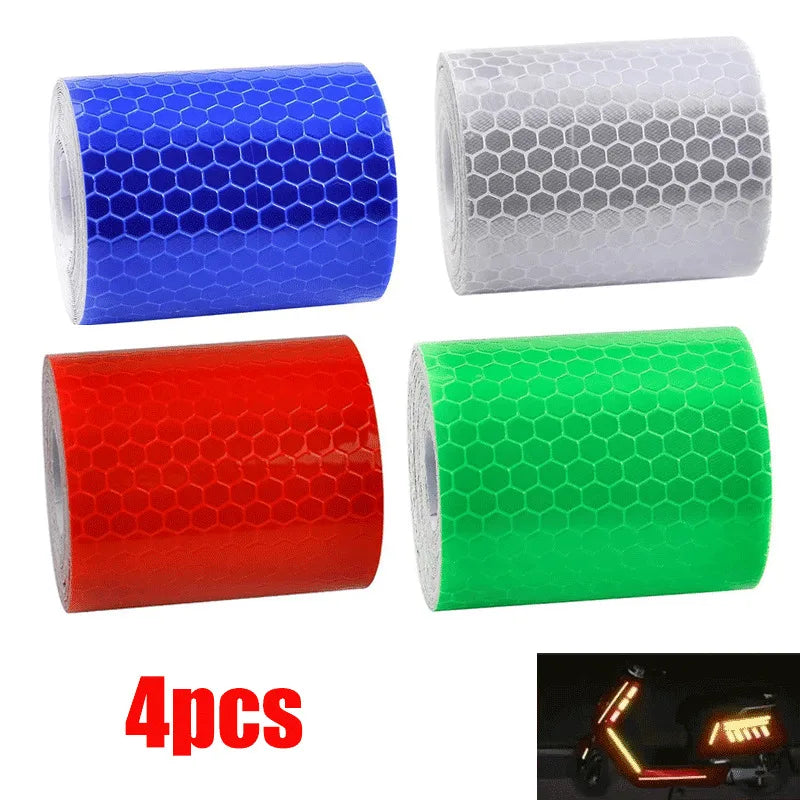 1-4 bandes réfléchissantes pour voiture Avertissement de sécurité 5cm*100cm Autocollant décoratif pour voiture Film de protection réfléchissant pour auto et moto