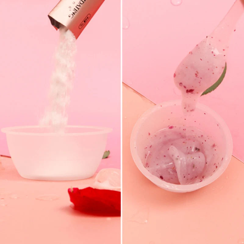 Masque en poudre hydratant de salon SPA doux Hydro Jelly pour le visage, blanchissant, à la rose, au collagène, peel-off, masque facial en caoutchouc DIY
