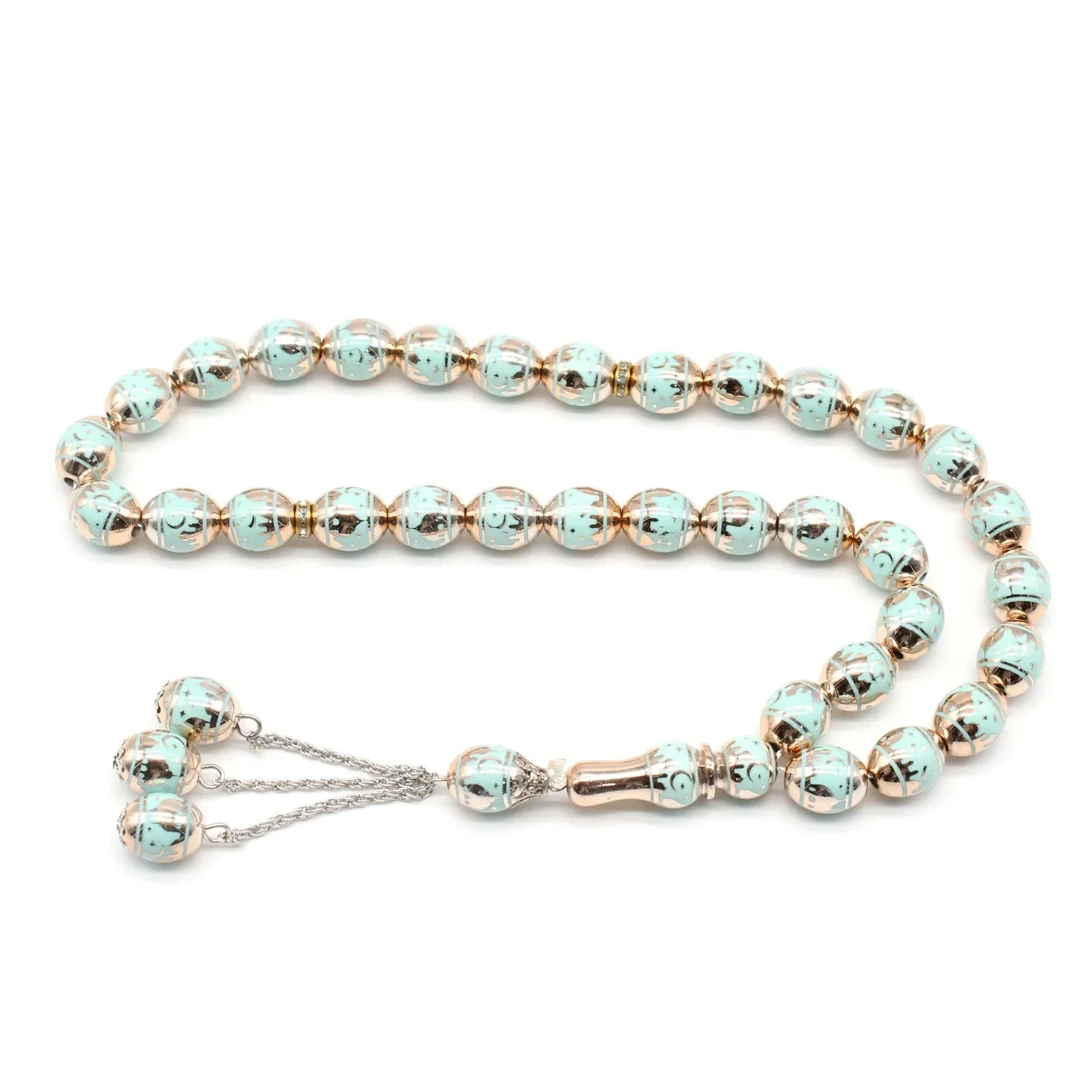 10mm 33 Beads Tasbih Crystal Glass Bracelet Muslim Rosary Tassel Prayer Beads Islamic Tasbeeh Masbaha Meditation for Women Men