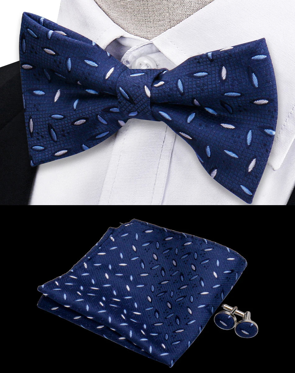 Ensemble de 3 pièces Nœud Papillon Cravate Mouchoir Boutons de Manchette Pour Hommes Chemises Adaptées Affaires Mariage Papillon Paisley Pochette Nœud Papillon Homme