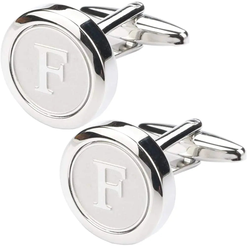 Boutons de Manchette Classiques en Acier Inoxydable pour Homme - Lettre Initiale de l'Alphabet 26 Boutons de Manchette Chemises d'Affaires Mariage Cadeau A-Z