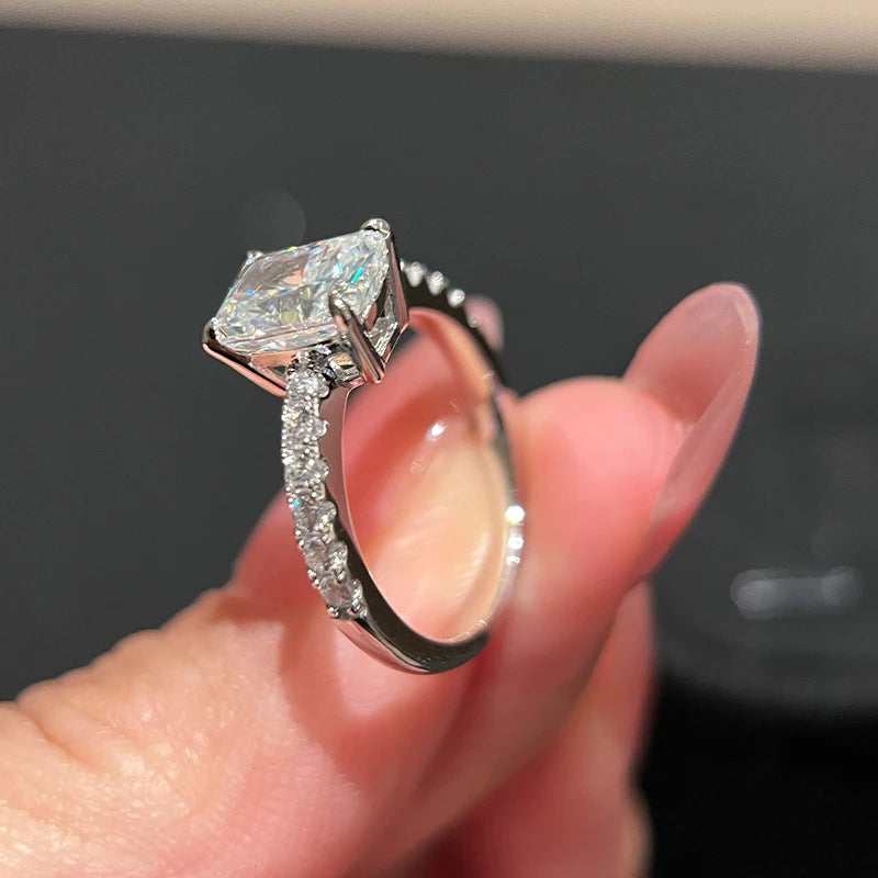 Bague en moissanite DJMAX 1-3 carats ovale/radiant couleur D pour femme, bague de fiançailles et de mariage originale en argent sterling 925, 2025
