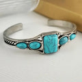 1pc nouveau style personnalité rétro turquoise sculpté géométrique évidé accessoires de luxe léger bracelet ouvert réglable