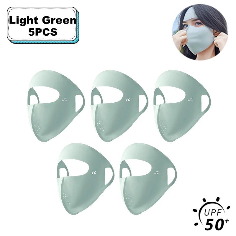 1/2/3/5Pcs Masque intégral d'été Protection solaire Respirant Soie glacée Anti-UV Équitation Extérieur Respirant Soie glacée Ultra-fin