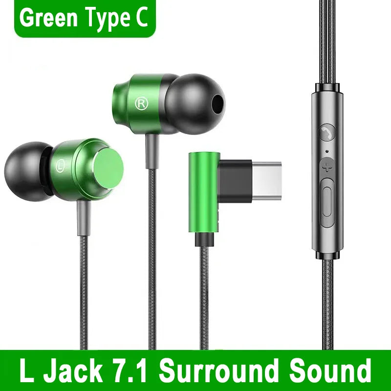 Pour casque de jeu filaire Samsung Jack 90° HiFi Surround Sound avec micro Type C Écouteurs de musique 3,5 mm pour Galaxy S25 24 iPhone 17