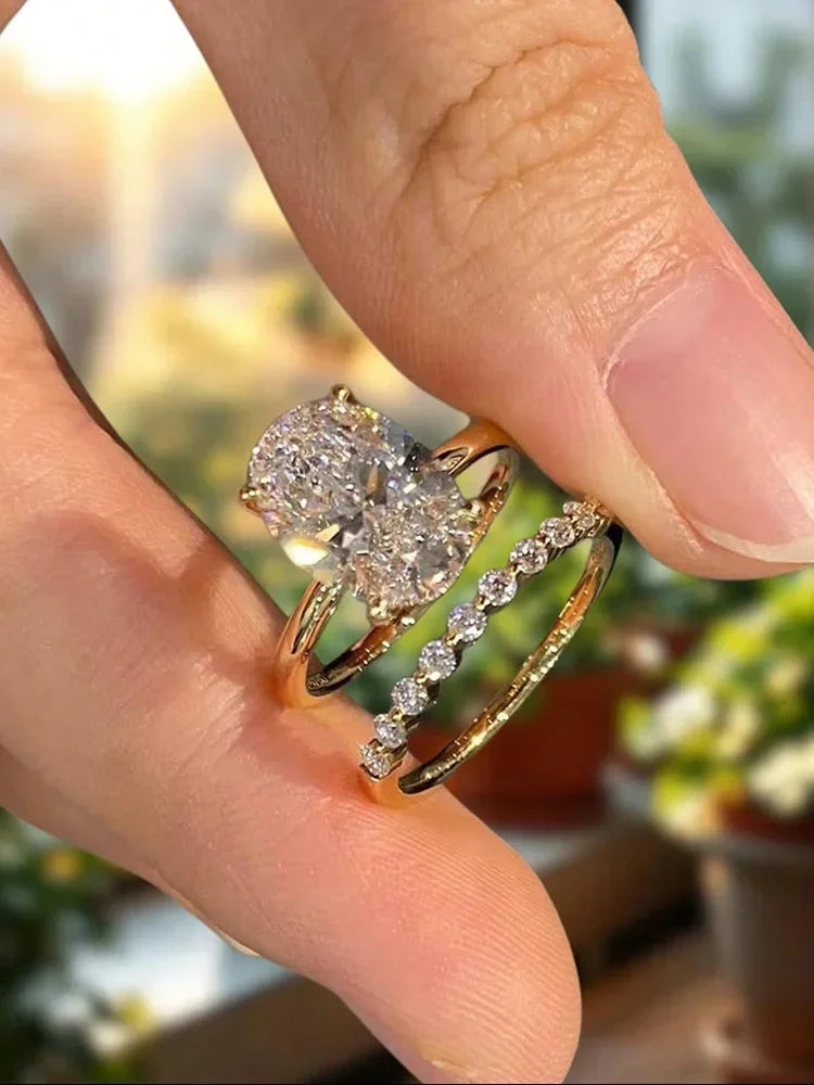 Bague empilable en argent sterling 925 avec zircons, de forme ovale, pour femme, pour anniversaire, mariage, bijou de luxe de haute qualité