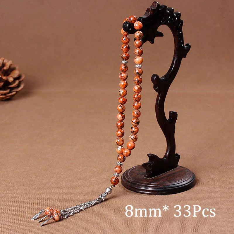 Perles de chapelet musulman Tasbih islamique 33 perles de prière chapelet pour hommes bracelet pour hommes accessoire pierres naturelles agates fait main Turquie