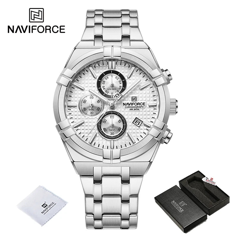 Montres Originales NAVIFORCE pour Hommes Quartz Mode Sport Chronographe Masculin Simple Sauvage Étanche Affichage de la Date Montre-bracelet Horloge Homme