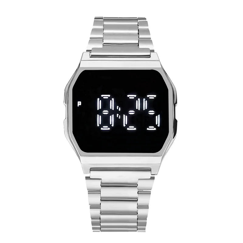 Montres de luxe en or et argent pour hommes et femmes, montres-bracelets numériques LED militaires, montres électroniques rétro F91W avec bracelet en acier
