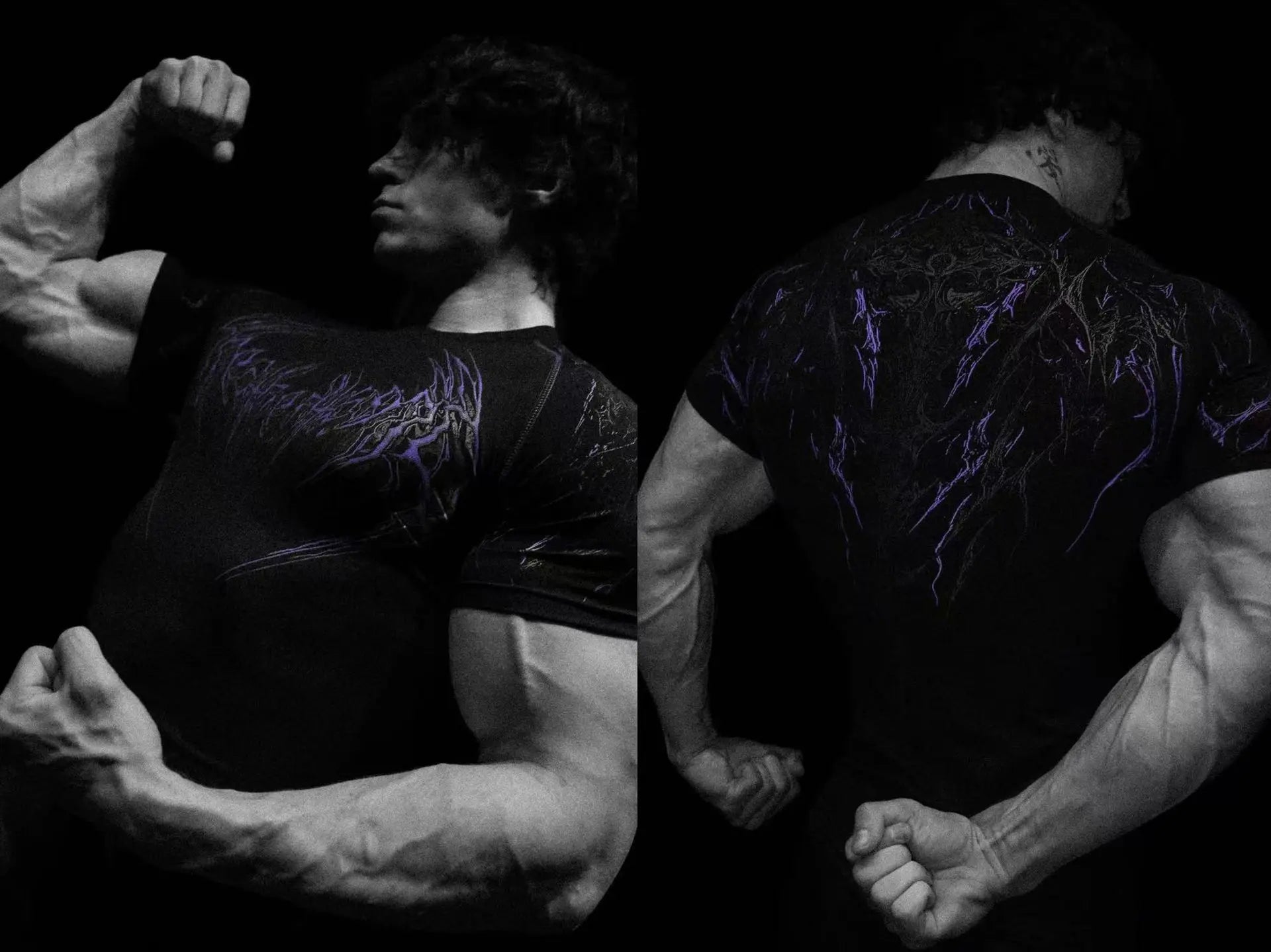 T-shirt de sport de compression pour hommes, imprimé éclair gothique, haut de gym, fitness, séchage rapide, respirant, musculation, été