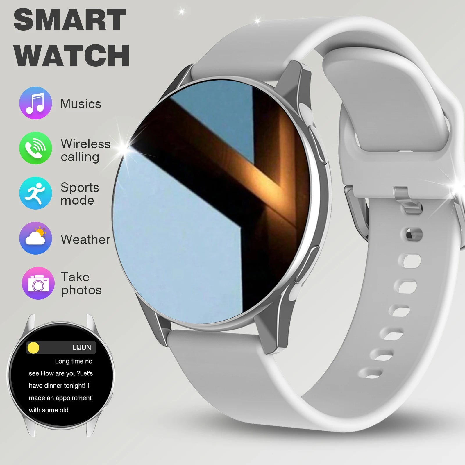Montre Intelligente, Appel/Numérotation Sans Fil, Mode Multi-Sports, Rappels Multi-Applications, Convient aux Hommes et aux Femmes, Compatible avec IPhone/An