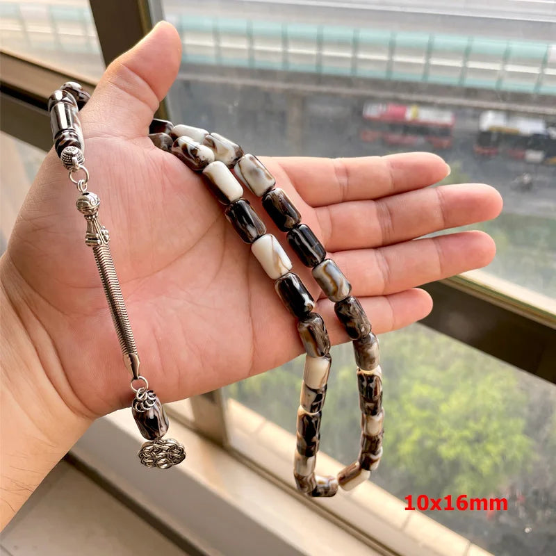 Tasbih Men's Islamic Rosary Beads 33 45 66 99 Beads Black White Mastak Muslim Prayer Beads Misbaha Turkish Tasbih