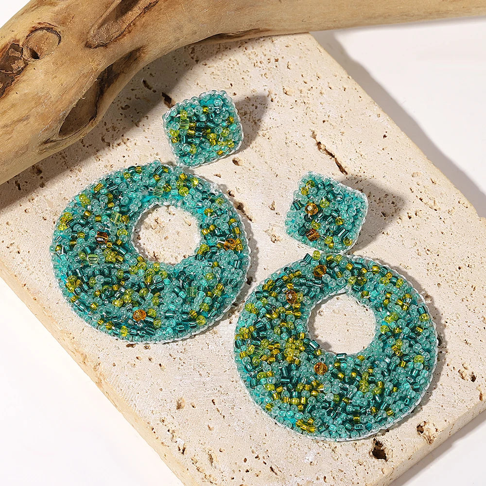 AENSOA Boucles d'oreilles pendantes bohèmes en forme d'étoile de mer, de homard et de conque avec perles pour femme, fabriquées à la main, bijoux d'été sur le thème des animaux marins