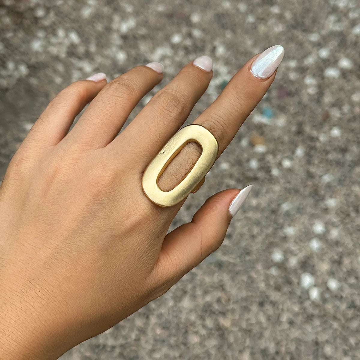 Bagues tendance PuRui pour femmes, motifs géométriques creux et mats, ajustables, grands bijoux 2024, nouvelle collection pour soirée