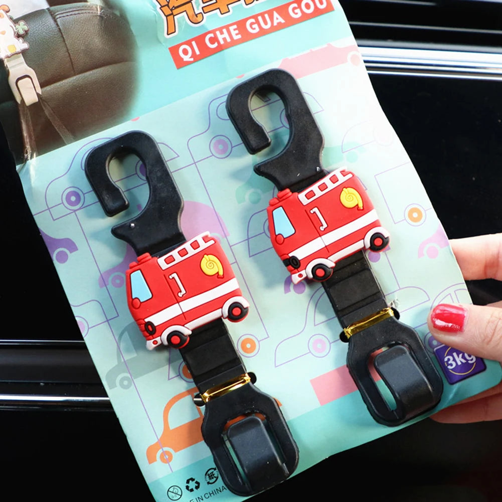 2 crochets universels de voiture en dessin animé, organisateur de suspension pour appuie-tête, accessoires de rangement intérieur