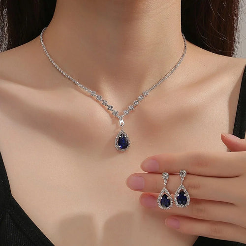 3 Ensembles Collier et Boucles d'Oreilles Gouttelettes pour Femme, Collection Mariage, Accessoires de Soirée 4055