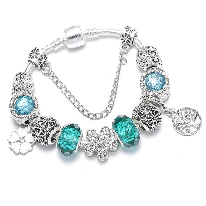 BAOPN Bracelets à breloques en perles cœur à cœur roses européennes pour femmes, bracelets et joncs de marque assortis, bijoux pour couple, livraison directe