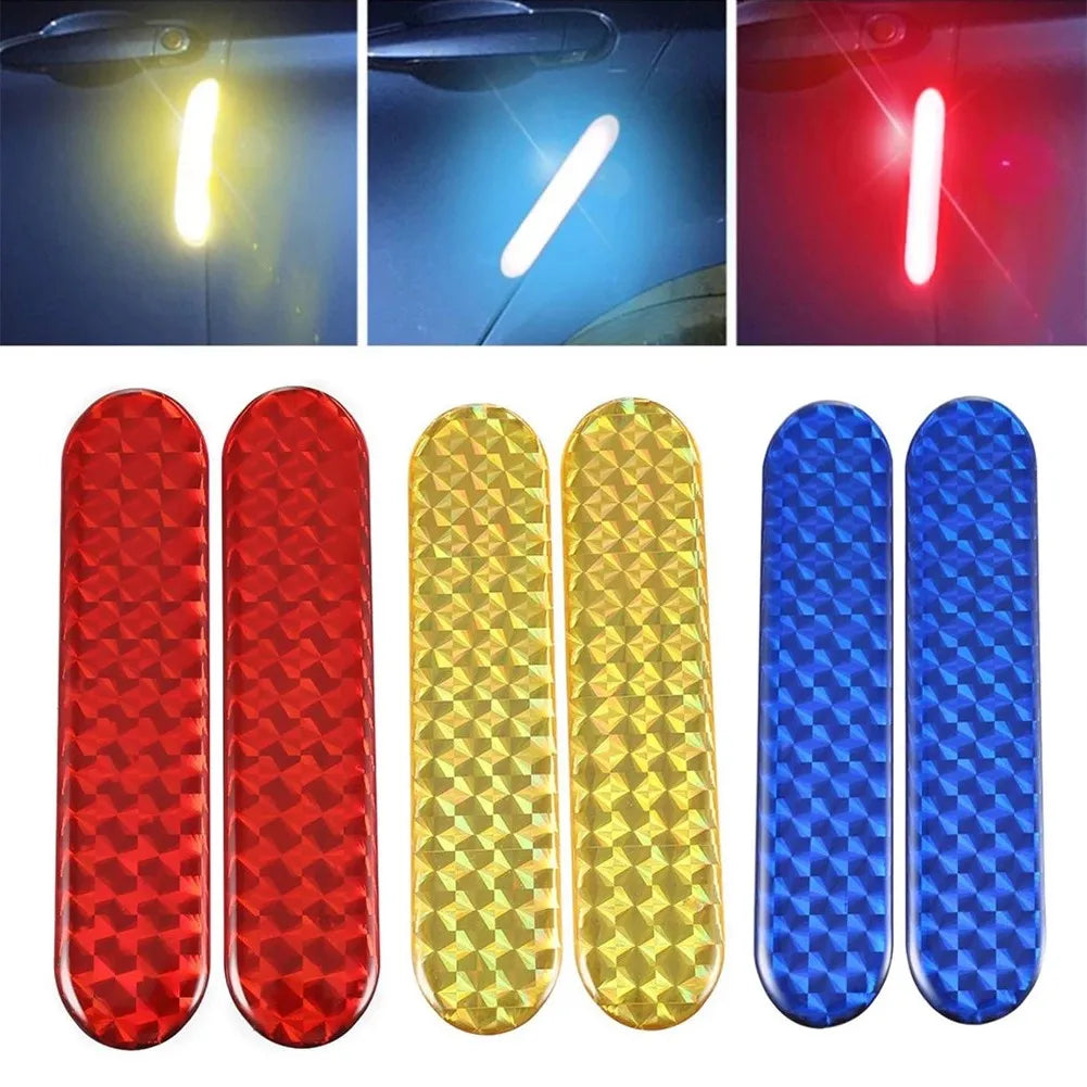 Autocollant pour sourcil de roue de voiture pour bord de porte Rouge/jaune/bleu Réfléchissant Bande réfléchissante Avertissement de sécurité Universel 2*