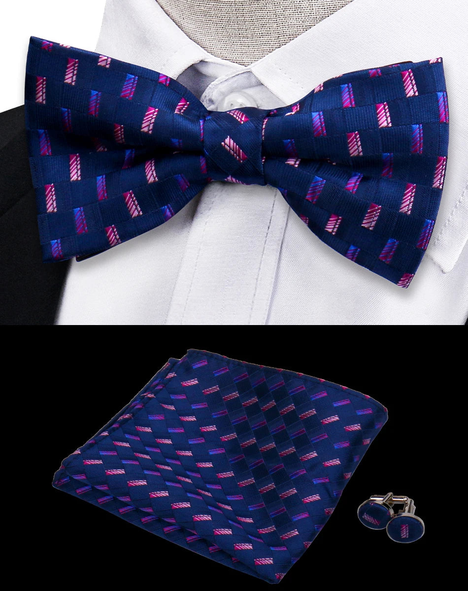 Ensemble de 3 pièces Nœud Papillon Cravate Mouchoir Boutons de Manchette Pour Hommes Chemises Adaptées Affaires Mariage Papillon Paisley Pochette Nœud Papillon Homme