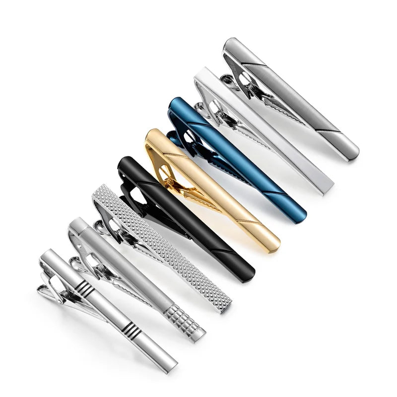 Lot de 8 pinces à cravate courtes avec boîte cadeau, accessoires pour cravates et épingles, boutons de manchette pour chemises d'homme, cadeau pour mari, gadgets