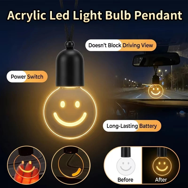 Car Hanging Ornament Interior Ambient Lighting Retro Small Bulb LED 2 Light Modes For Long Trips Daily Use Auto Decor Accessory