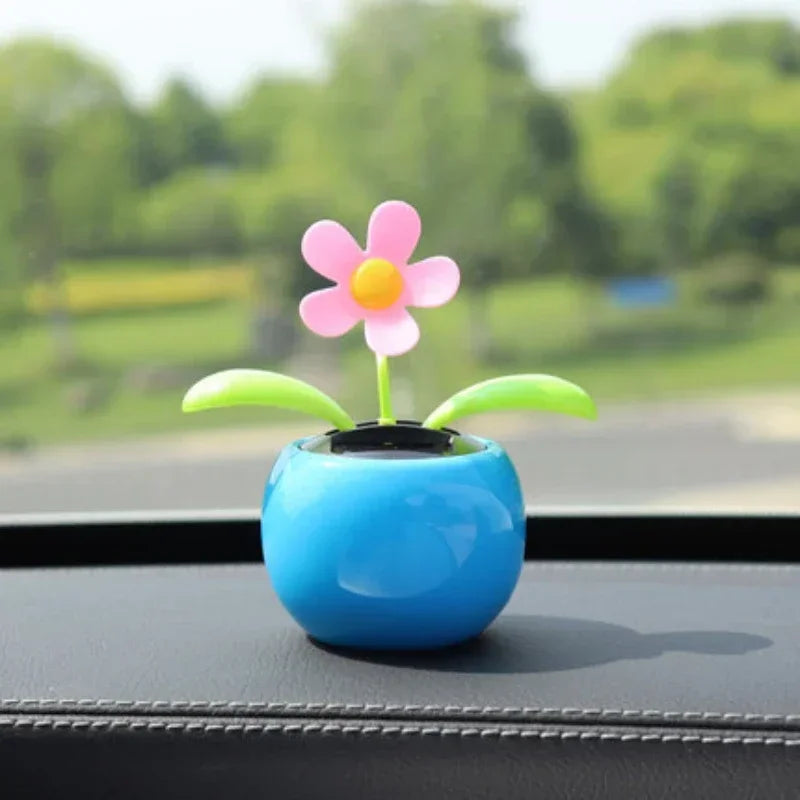 Ornement de voiture drôle à énergie solaire, dessin animé, décoration ornementale vibrante, cadeaux pour tableau de bord automobile, fleur dansante, jouet pivotant