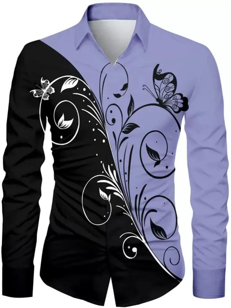 T-shirt fleuri tendance pour hommes motif HD Dégradé de couleurs Décontracté Extérieur Fête Doux et confortable Nouveau style 2024