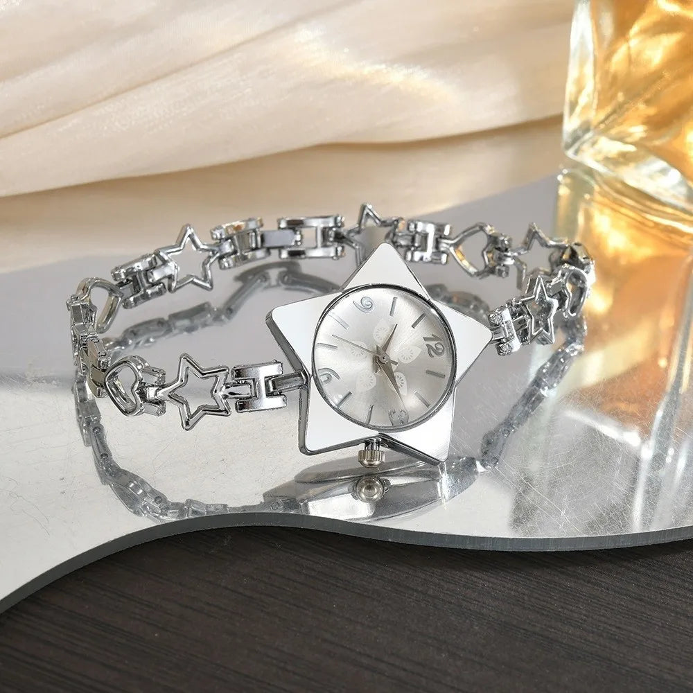 Montre pour femme en alliage, mouvement à quartz, bracelet réglable, style créatif, élégante, accessoire de mode.