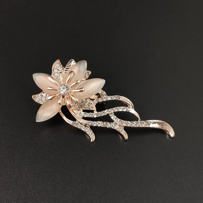 Broches Pierre Opale Strass Broche De Couleur Or Fleur Bouquet Broche Épingle Mariage Bijoux Cadeau Broches Pour Femmes