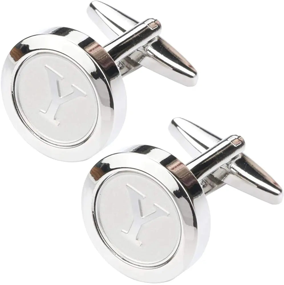 Boutons de Manchette Classiques en Acier Inoxydable pour Homme - Lettre Initiale de l'Alphabet 26 Boutons de Manchette Chemises d'Affaires Mariage Cadeau A-Z