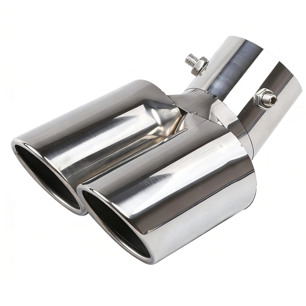 Embout d'échappement double universel en acier inoxydable, coupe inclinée pour tuyau d'échappement de voiture, modification, décoration, silencieux, pot d'échappement