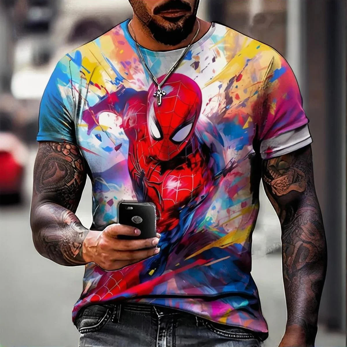 T-shirt à manches courtes décontracté pour hommes, motif Venom Spider-Man imprimé en 3D, collection été 2025