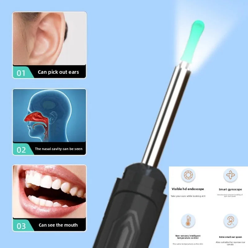 Nettoyant d'oreilles avec caméra, ensemble de bâtonnets d'oreilles HD, otoscope, chargement USB C, outil d'élimination du cérumen, cure-oreille, ensemble de nettoyage d'oreilles NK3