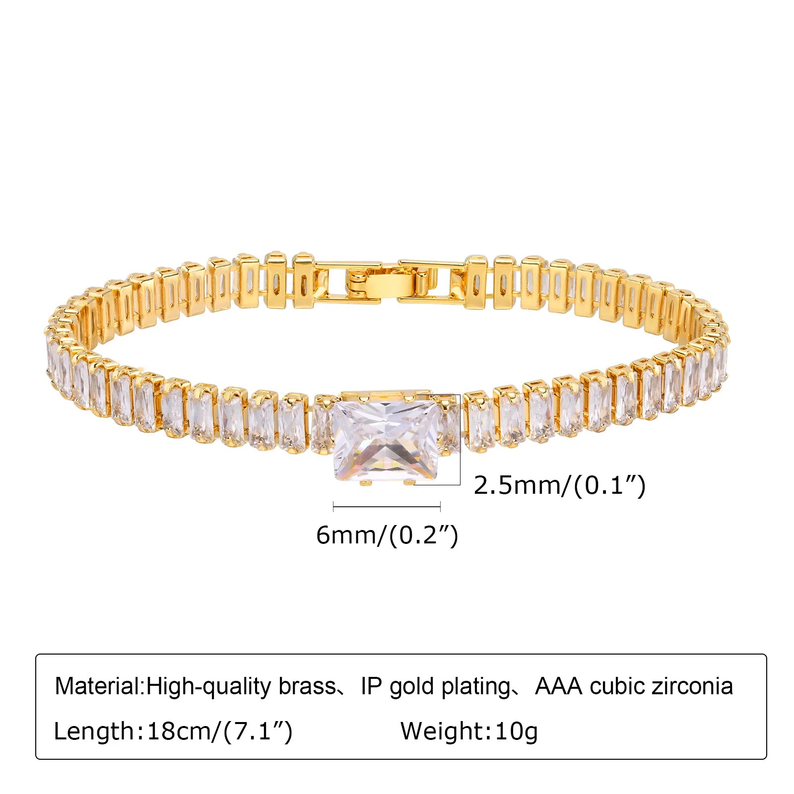 Bracelet chaîne trombone en or 14 carats plaqué oxyde de zirconium, bracelet de montre à maillons épais réglable et superposable pour femme et fille, idée cadeau