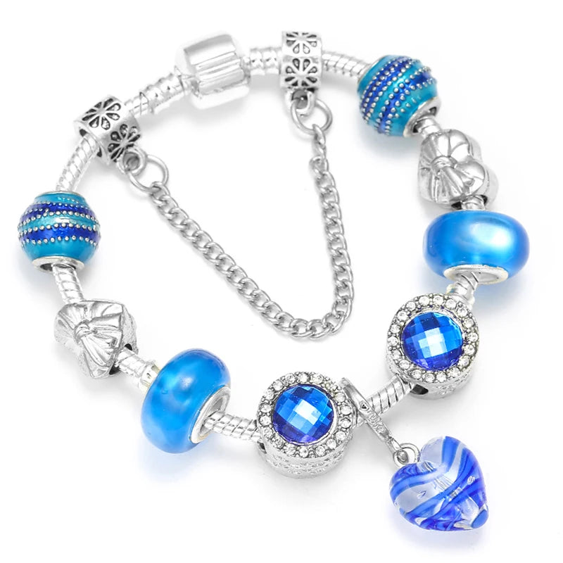 BAOPN Bracelets à breloques en perles cœur à cœur roses européennes pour femmes, bracelets et joncs de marque assortis, bijoux pour couple, livraison directe