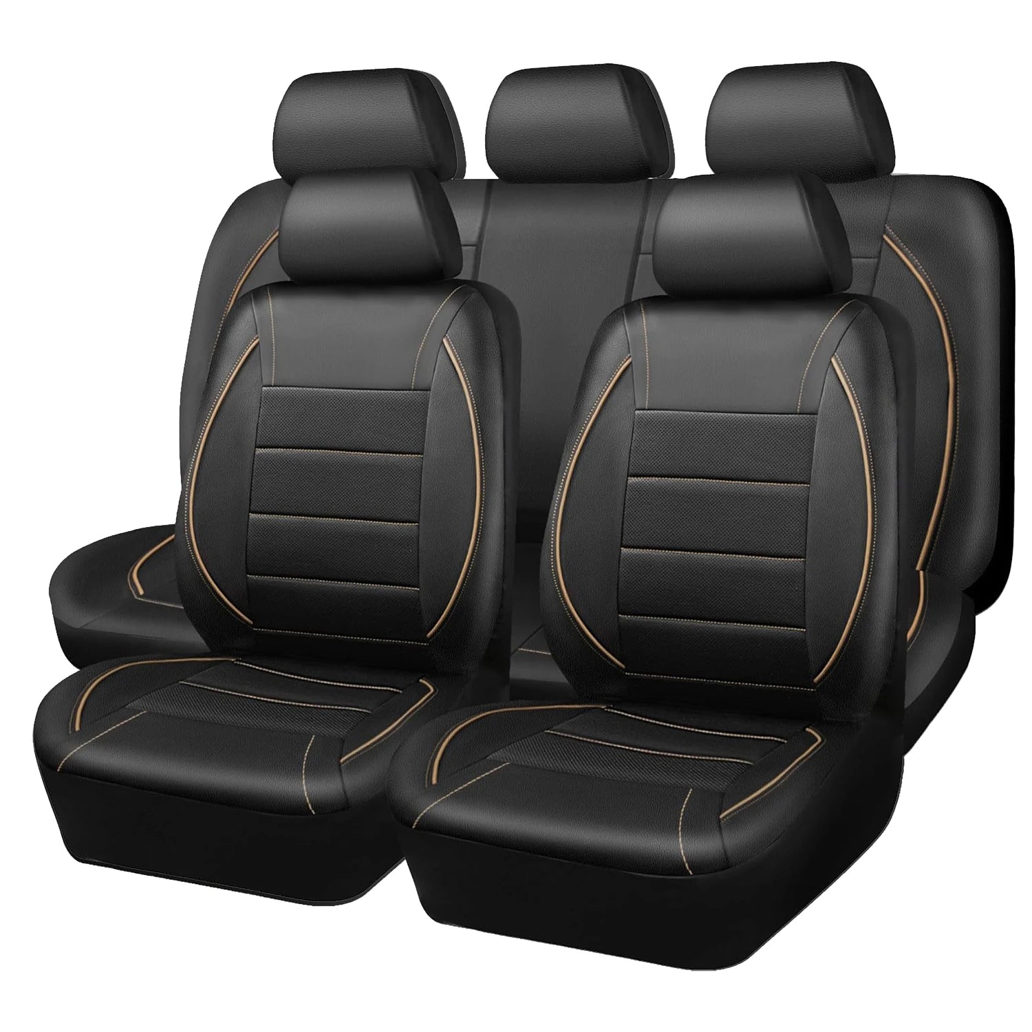 Housses de siège de voiture en cuir universelles style simple respirantes pour 5 places