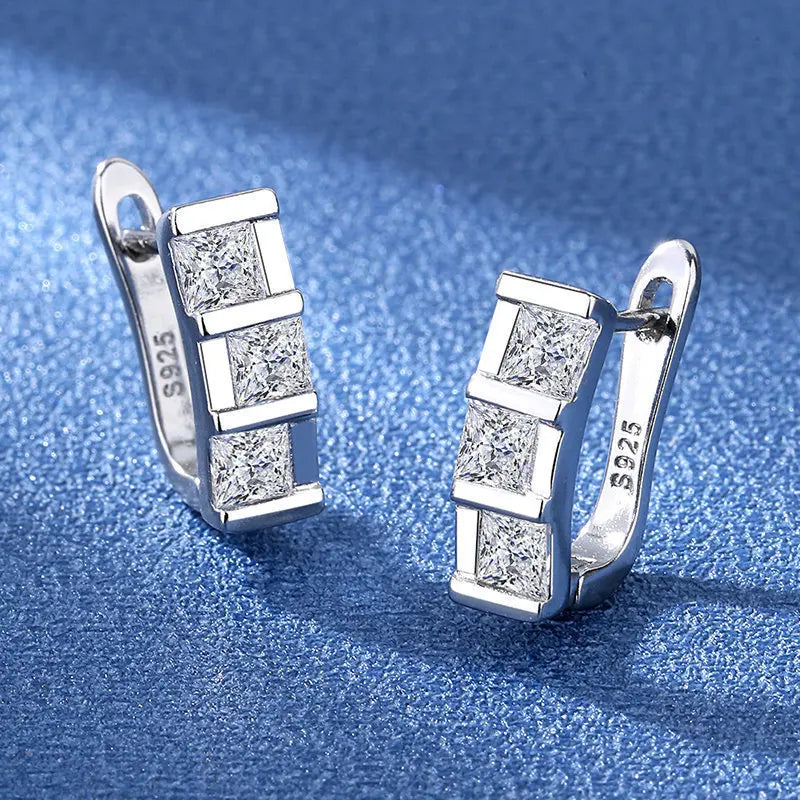 Boucles d'oreilles en argent sterling 925 Bijoux de haute qualité Rétro Motif simple Zircon violet blanc Boucles d'oreilles Meilleures ventes