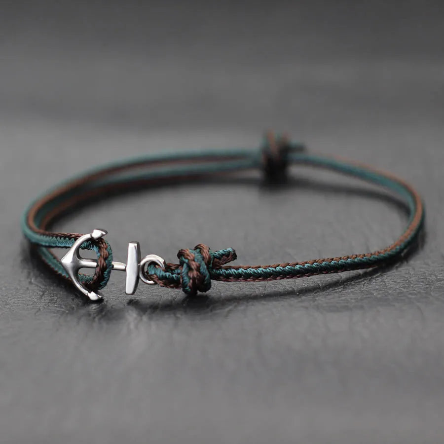 Fashionable Men Anchor Bracelet With Ethnic Cords Adjustable Handmade Premium Braclet Beach Surfing Jewelry Nautical Braslet