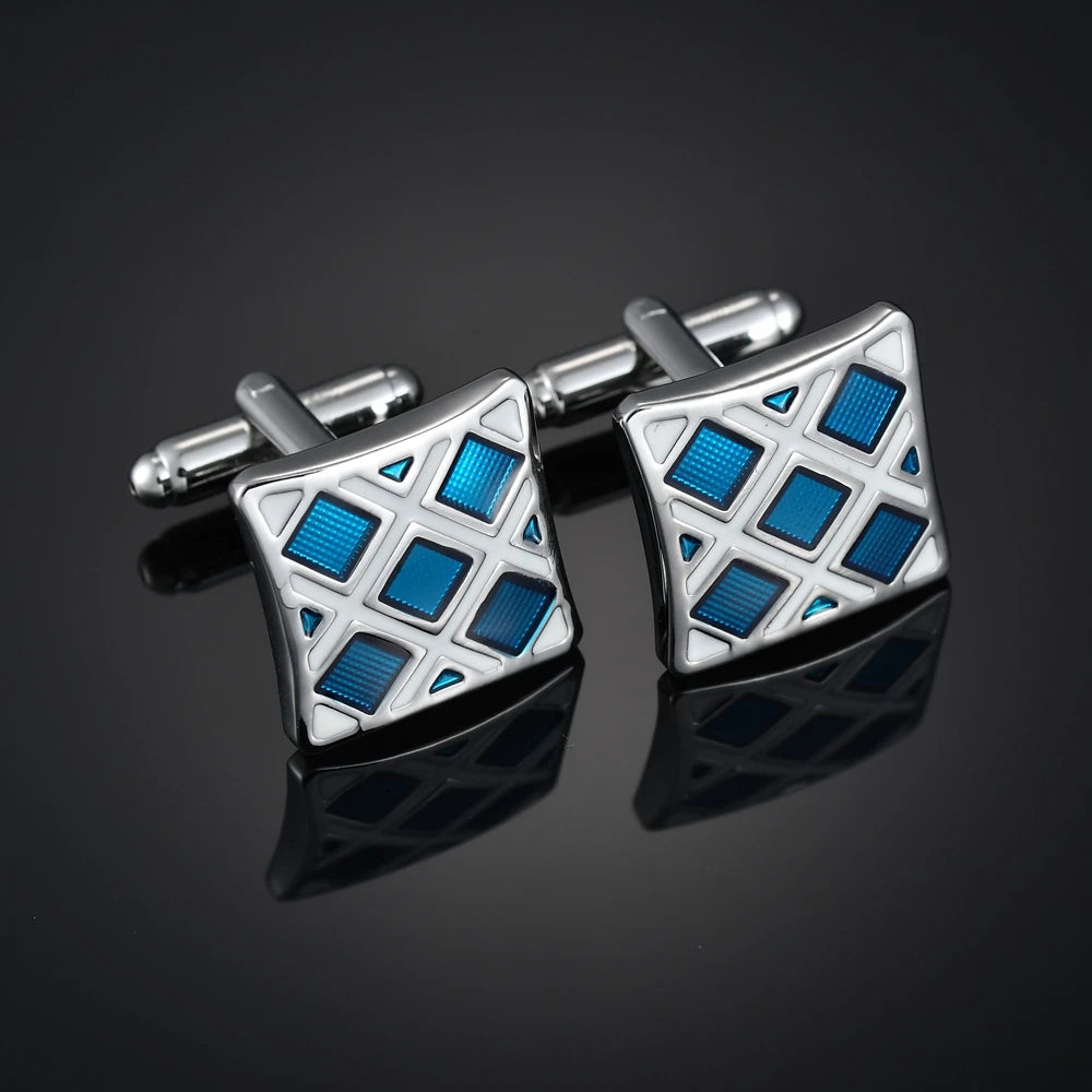 Nouveaux Boutons de Manchette de Luxe pour Hommes Marque de Bijoux Haut de Gamme Gemmes/Carrés/Couronne/Grille Chemises pour Hommes Boutons de Manchette