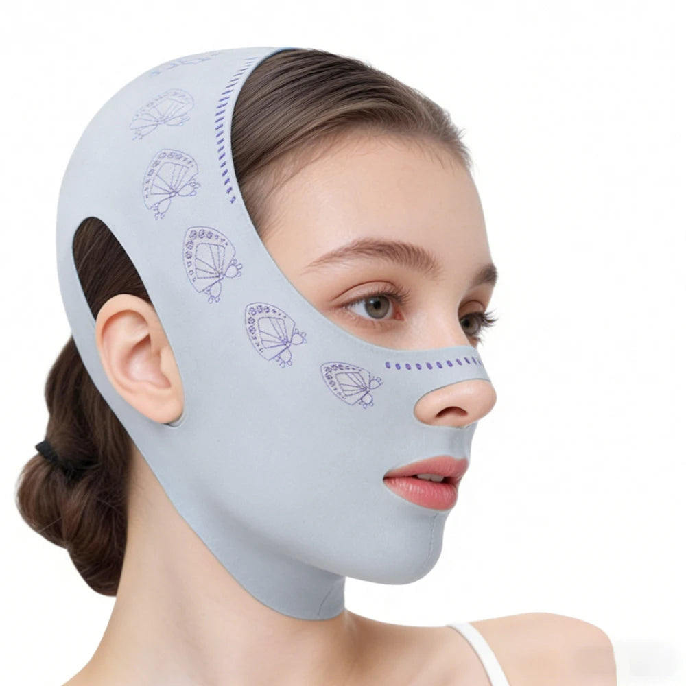 Masque liftant visage V-Line, sangle de menton pour dormir, sangle amincissante visage V-Line, réducteur de double menton et exerceur de mâchoire
