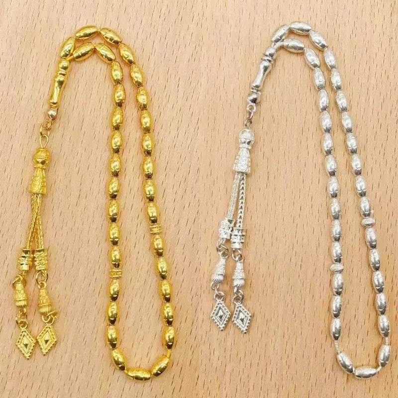 Alloy 4*7mm Islamic Prayer Beads Muslim Tasbih Middle East Ramadan Eid Jewelry Bracelet Gold Silver Arab Rosary Turkey