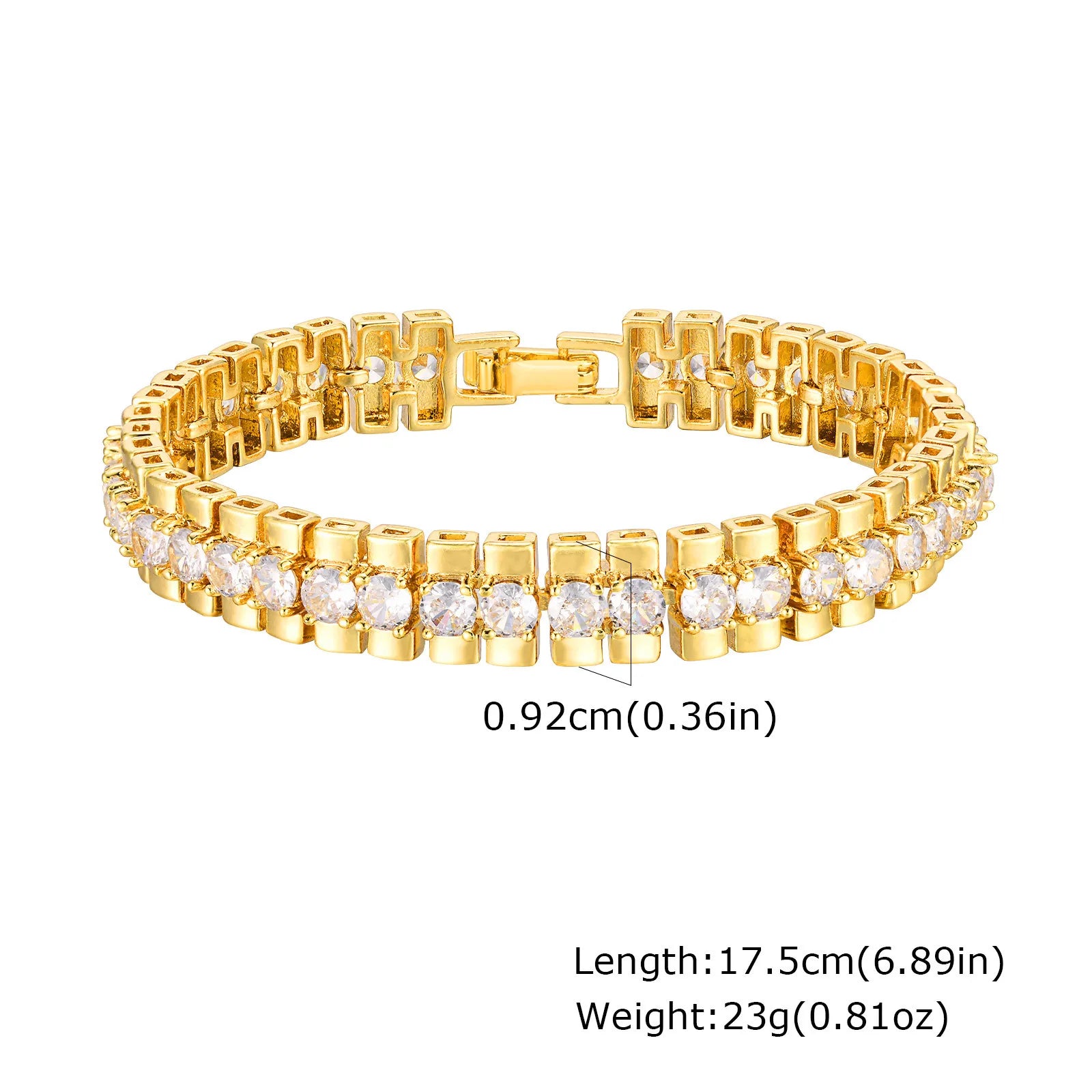 Bracelet chaîne trombone en or 14 carats plaqué oxyde de zirconium, bracelet de montre à maillons épais réglable et superposable pour femme et fille, idée cadeau