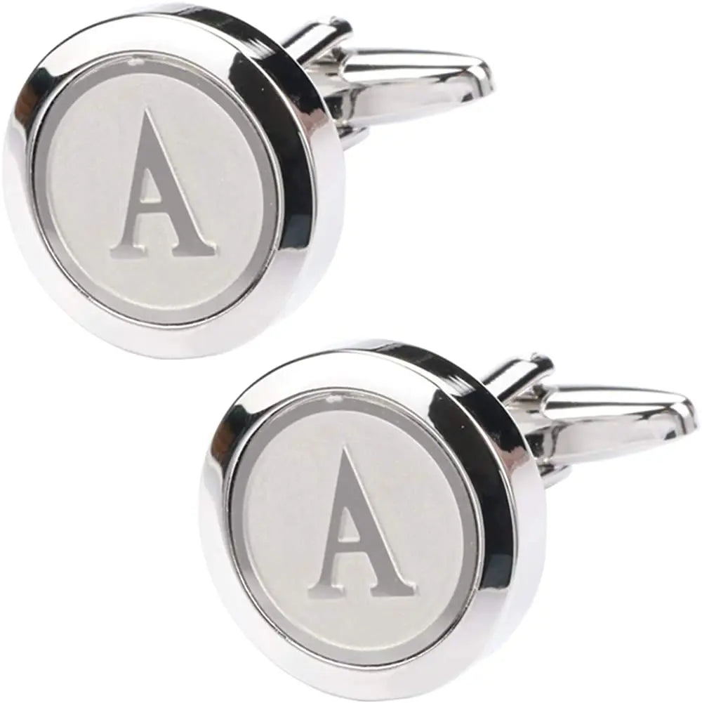 Boutons de Manchette Classiques en Acier Inoxydable pour Homme - Lettre Initiale de l'Alphabet 26 Boutons de Manchette Chemises d'Affaires Mariage Cadeau A-Z