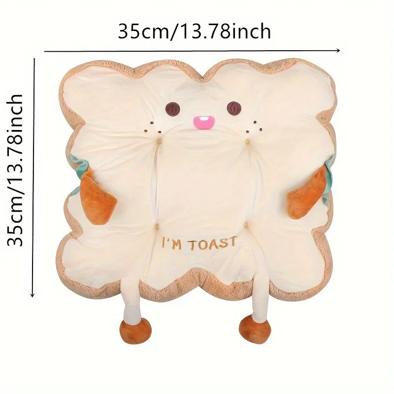Oreiller en forme de pain de mie de dessin animé (1 pièce) – Matériau en polyester confortable anti-fatigue, lavable à la main, pour la maison et la voiture + cadeau de vacances