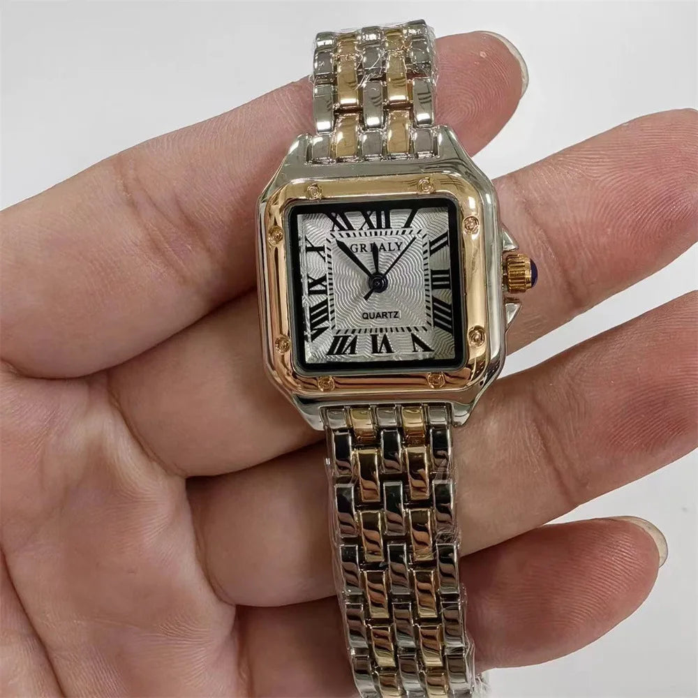 Montre Femme Luxe Léger Marque Affaires Or Acier Inoxydable Montres Quartz Mode Dames Horloge Bracelet Montre-bracelet Féminine
