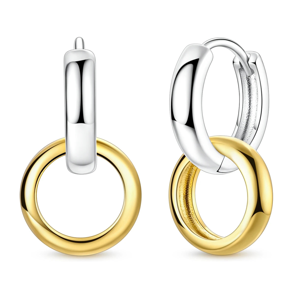 Boucle d'oreille Créole en Argent 925 pour Femme, Or Rose, Jaune, Pendientes Originales, Bijoux Minimalistes